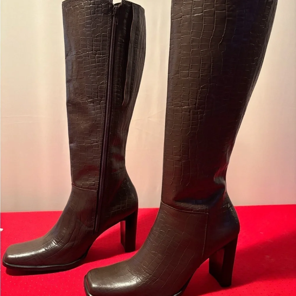 Brown Over the Knee Boots with Stiletto Heel